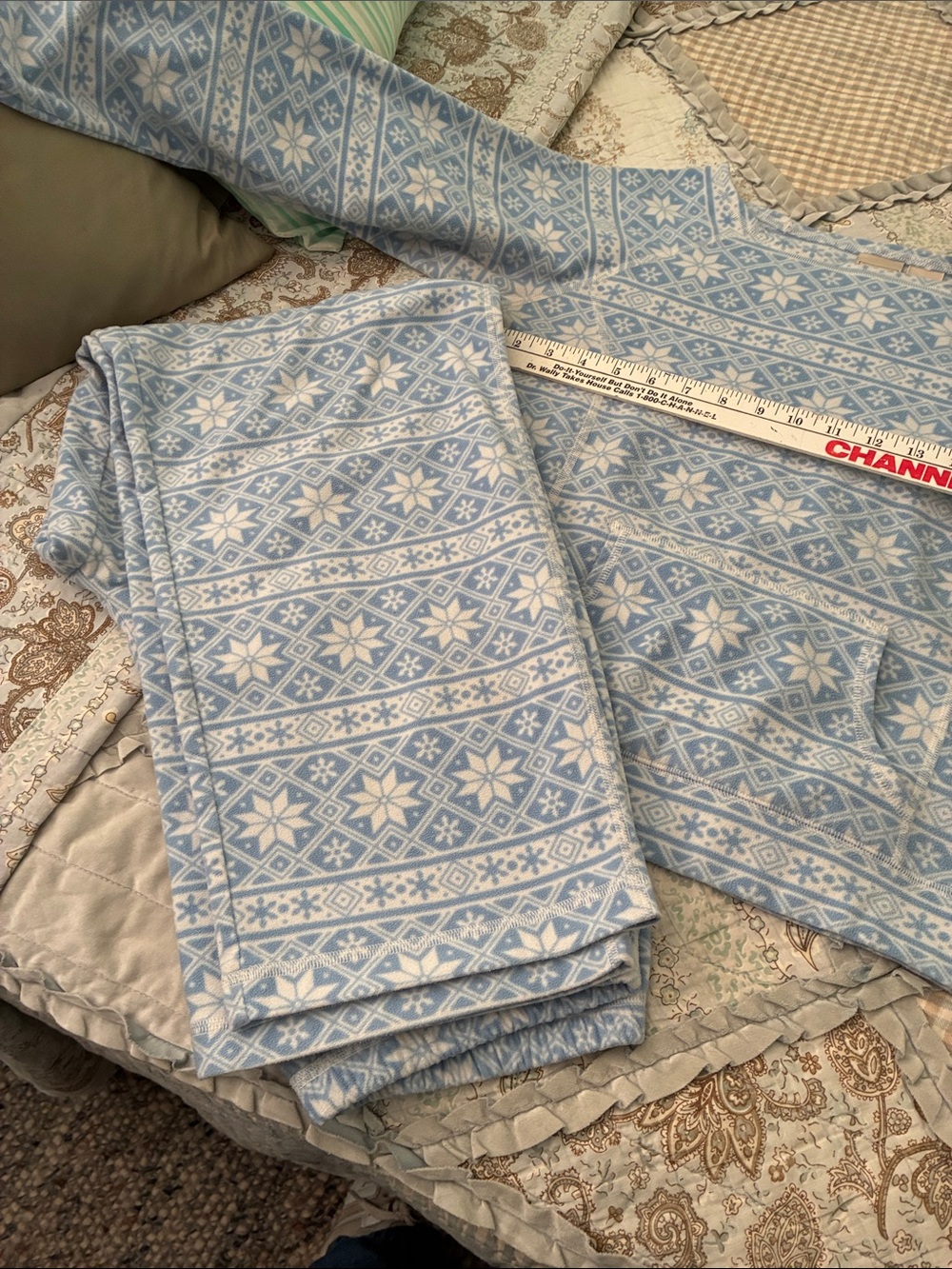 L.L.Bean Light Blue & White Snowflake  PJ’s
Machine wash
Smoke & pet free home